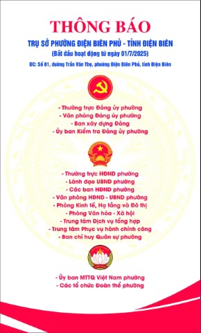 Thông báo trụ sở Phường Điện Biên Phủ - tỉnh Điện Biên